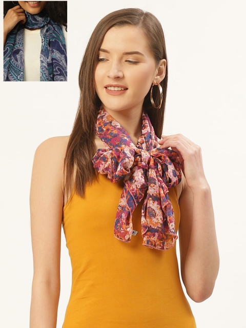 

Trend Arrest Women Pack Of 2 Printed Scarves, Blue