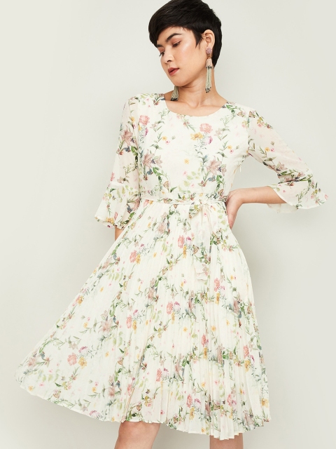 

CODE by Lifestyle Women White Printed Fit and Flare Dress