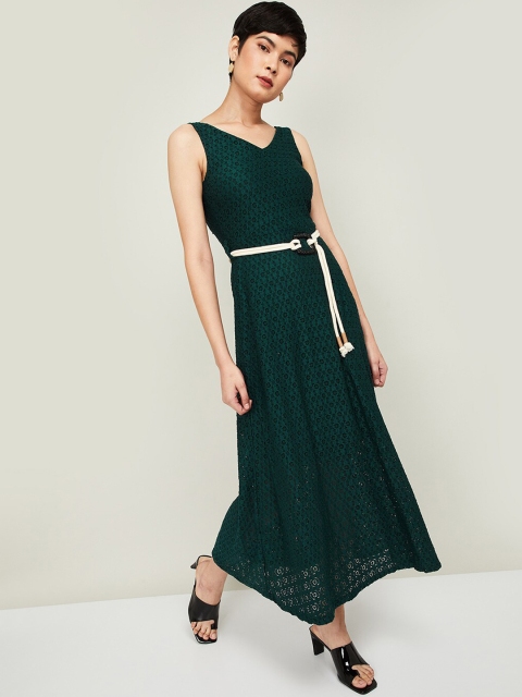 

CODE by Lifestyle Women Green Self Design Maxi Dress