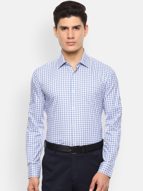 

Van Heusen Men White & Blue Regular Fit Checked Formal Shirt