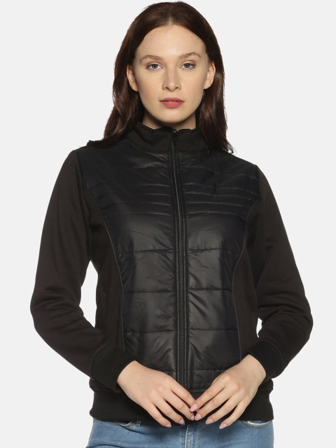 

Campus Sutra Women Black Solid Windcheater Bomber Jacket
