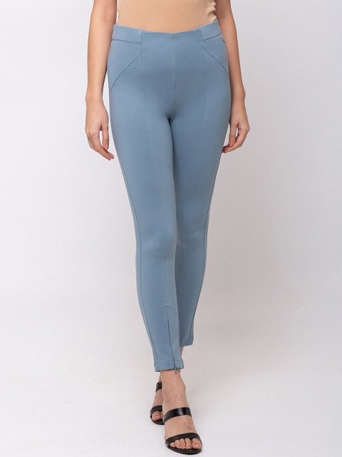 

SHECZZAR Women Blue Solid Slim-Fit Treggings