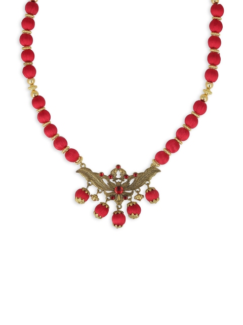 

AKSHARA Red Handcrafted Pendent Necklace