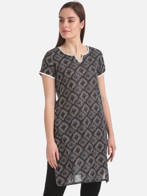 

Karigari Women Black & Beige Printed Straight Kurta