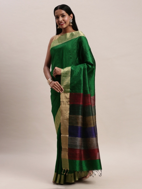 

Soch Green & Red Pure Silk Colourblocked Saree