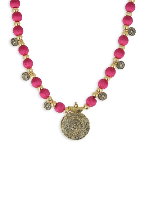 

AKSHARA Pink & Gold Oxidised Necklace
