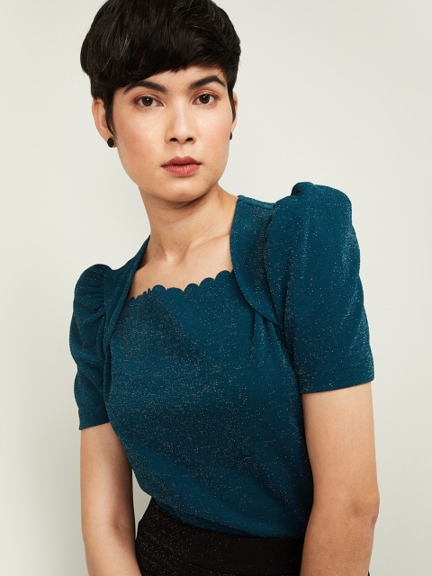 

CODE by Lifestyle Women Green Self Design Top
