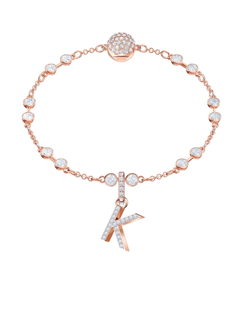 

SWAROVSKI Rose Gold-Plated White Stone-Studded Letter K Pendant