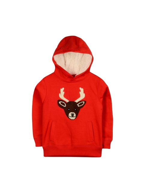 

Cherry Crumble Boys Red Printed Hooded Sweatshirt