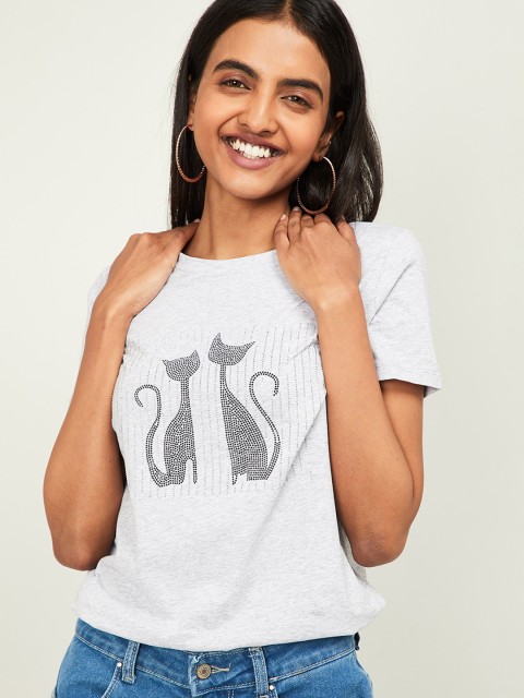 

Ginger by Lifestyle Women Grey Melange Printed Top