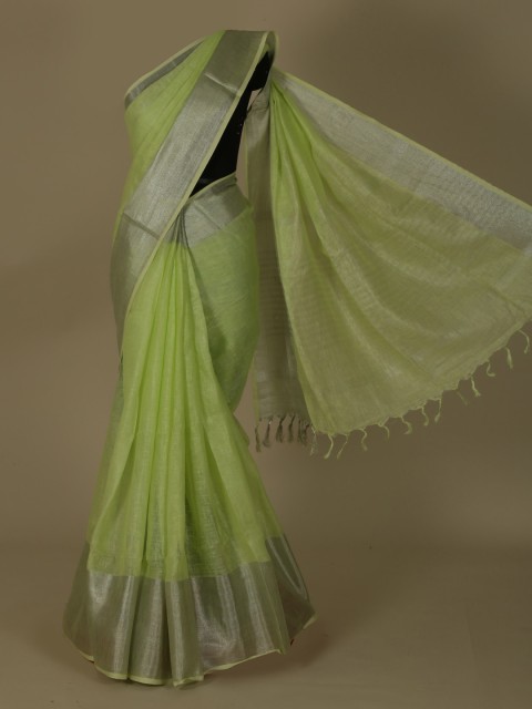

Pothys Green Solid Pure Linen Saree