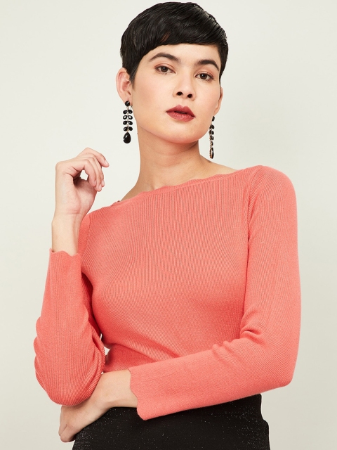 

CODE by Lifestyle Women Coral Orange Solid Pullover Sweater