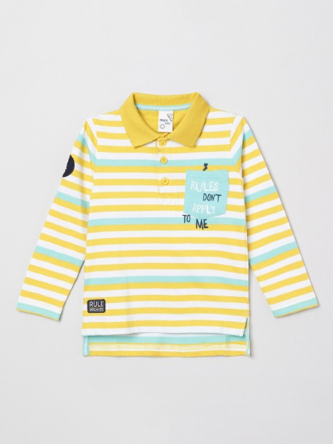 

max Boys Yellow Striped Polo Collar T-shirt