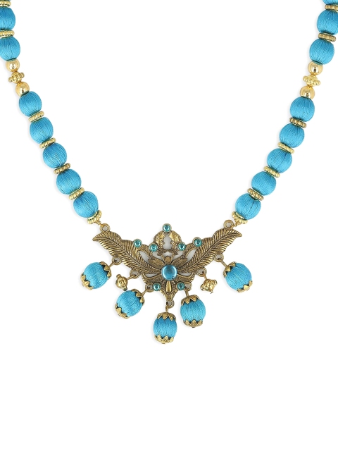 

AKSHARA Blue Handcrafted Pendant Necklace, Gold