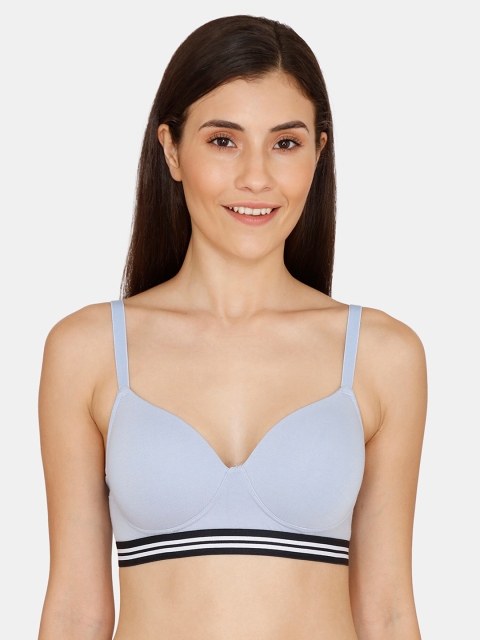 Zivame Women Blue Solid Lightly-Padded Wireless T-shirt Bra ZI1175FASHEBLUE