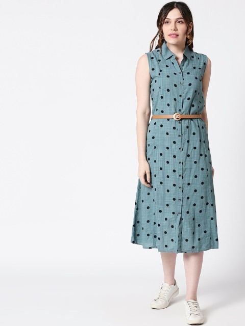

TERQUOIS Women Green Printed Shirt Dress