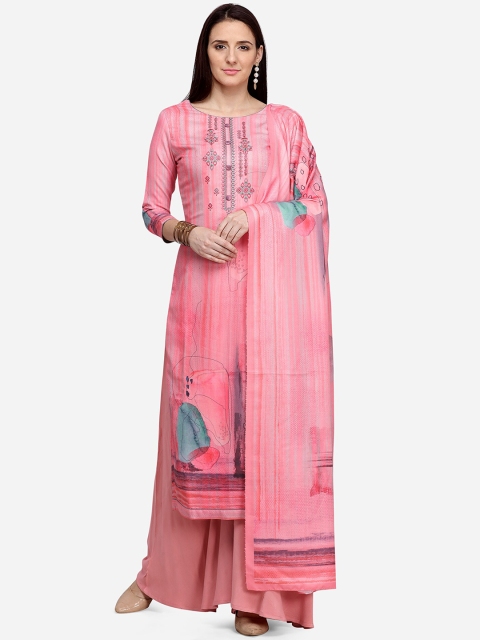

Stylee LIFESTYLE Pink Silk Blend Unstitched Dress Material