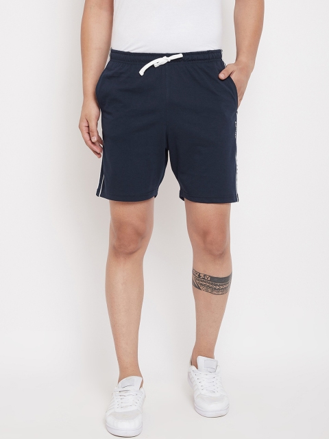 

wesquare Men Navy Blue Solid Regular Fit Sports Shorts