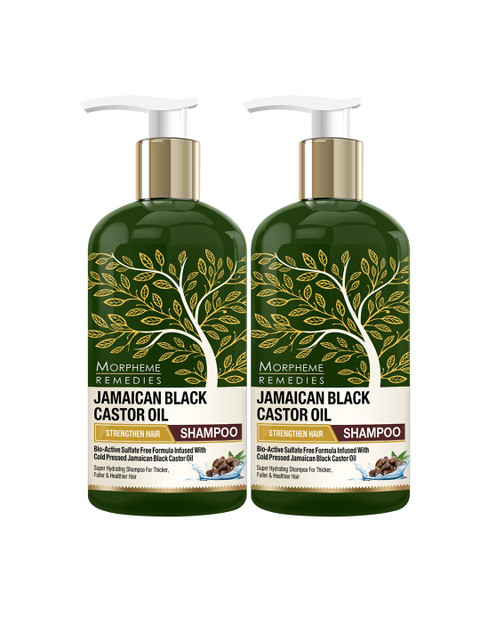

Morpheme Remedies Pack of 2 Jamaican Black Castor Oil Strengthen Hair Shampoo, Green