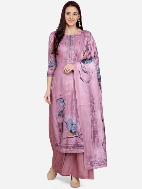 

Stylee LIFESTYLE Purple Printed Unstitched Dress Material