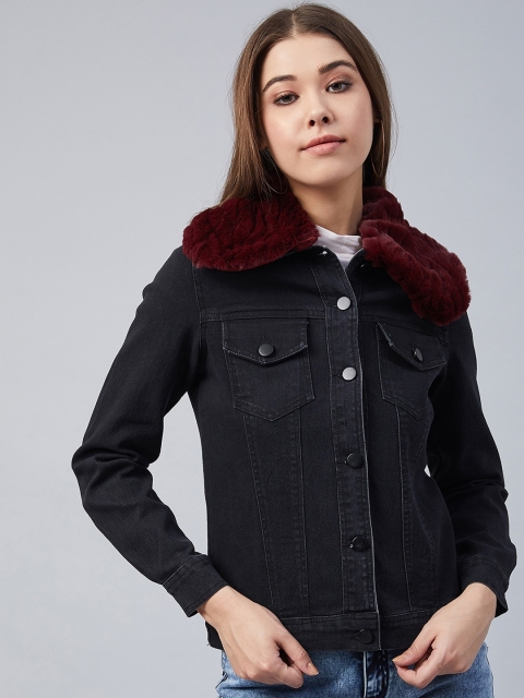 

StyleStone Women Black Solid Denim Jacket