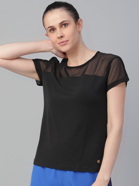 

ASICS Women Black Solid Top W NS PIPED DREAM