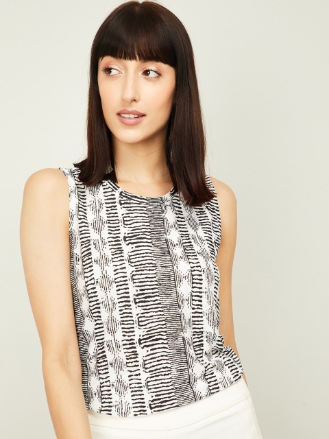 

Fame Forever by Lifestyle Women White & Black Cotton Printed Top