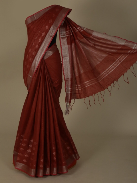 

Pothys Maroon Woven Design Pure Linen Saree