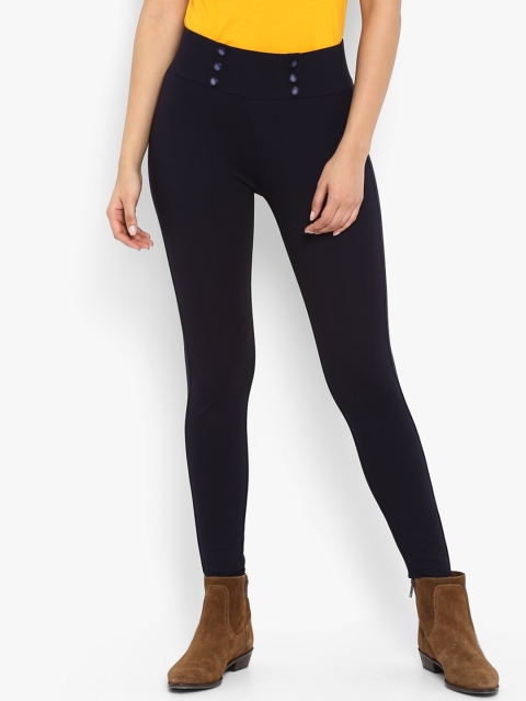 

FOSH Women Navy Blue Solid High-Rise Skinny Fit Jeggings