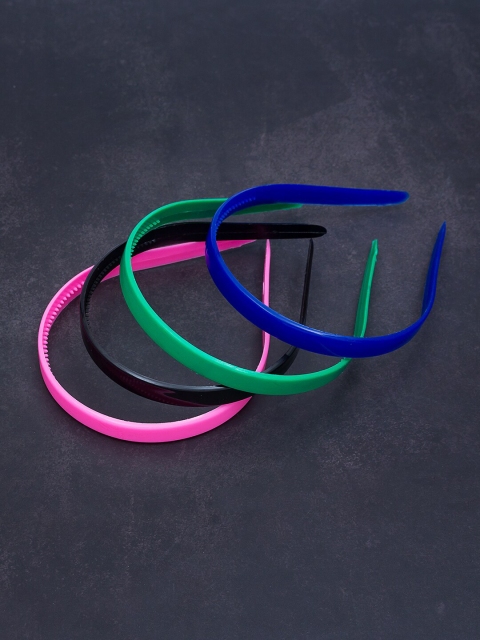 

Golden Peacock Set Of 4 Solid Hairbands, Pink