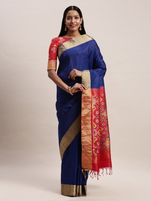 

Soch Blue & Red Pure Silk Solid Saree