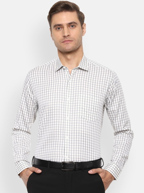 

Van Heusen Men White & Grey Regular Fit Checked Formal Shirt
