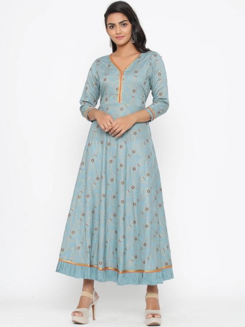 

WomenMagic Women Blue Printed Anarkali Kurta