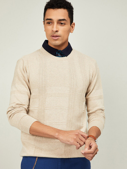 

CODE by Lifestyle Men Beige Self-Design Pullover Sweater