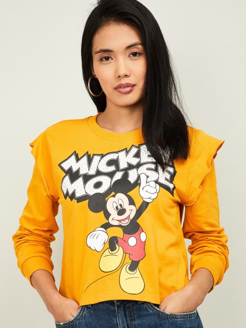 

Ginger by Lifestyle Women Yellow Mickey Mouse Printed Sweatshirt