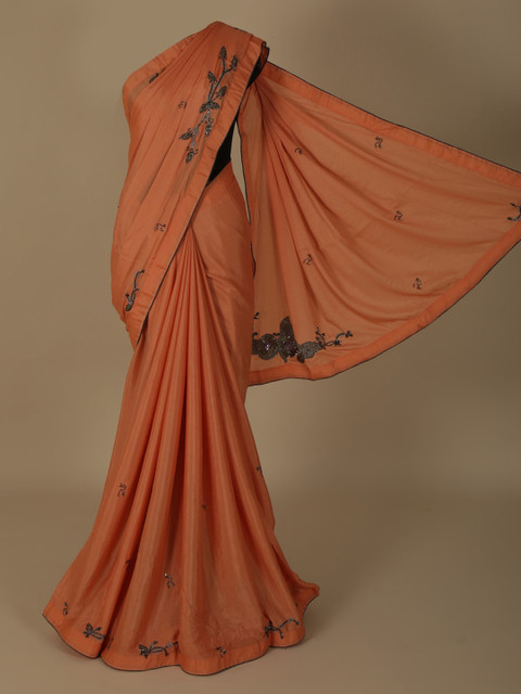 

Pothys Peach-Coloured Solid Saree
