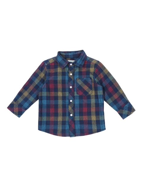 

Pantaloons Baby Boys Blue & Red Regular Fit Checked Casual Shirt