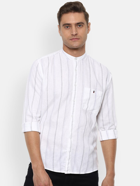 

Louis Philippe Jeans Men White & Black Slim Fit Striped Casual Shirt