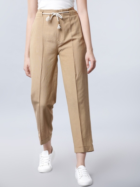 

Tokyo Talkies Women Khaki Slim Fit Solid Regular Trousers