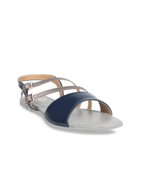

STEPpings Women Grey Colourblocked Open Toe Flats