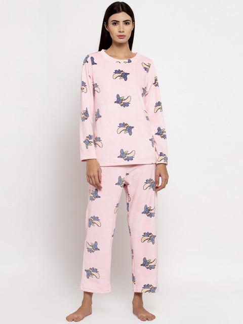

Global Republic Women Pink & Grey Printed Night Suit
