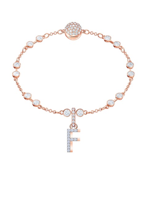 

SWAROVSKI Women Rose Gold-Plated White Quartz Studded Letter F Charm Clip-On Pendant