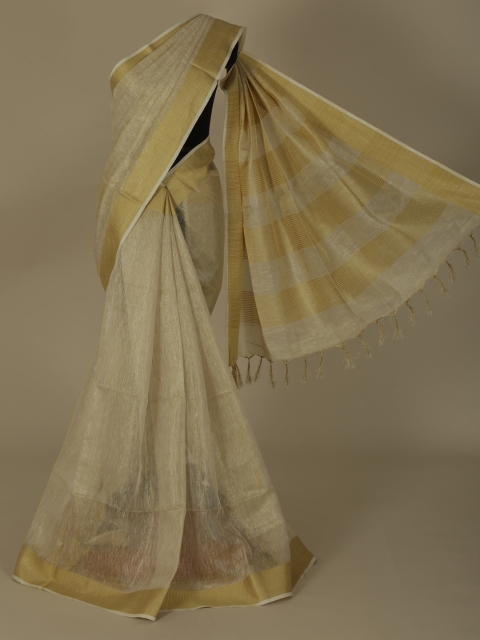 

Pothys Cream-Coloured Solid Pure Linen Saree