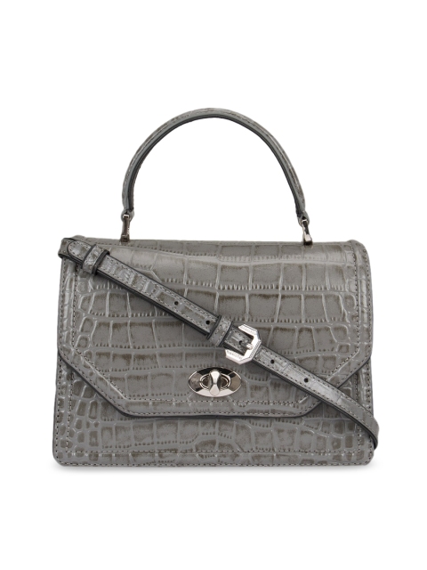 

Da Milano Grey Textured Handheld Leather Bag