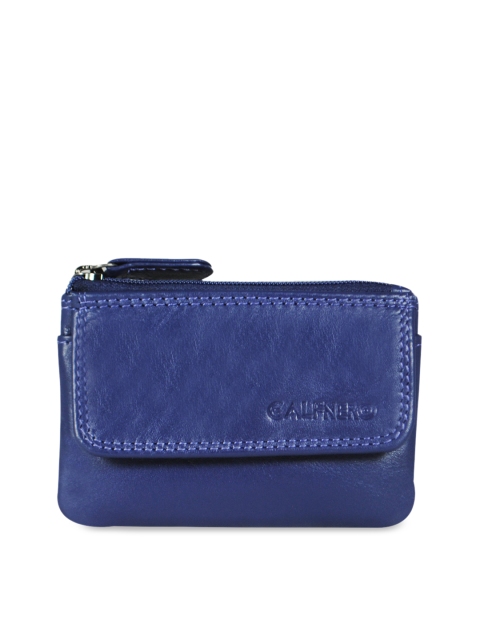 

CALFNERO Unisex Blue Solid Leather Zip Around Wallet