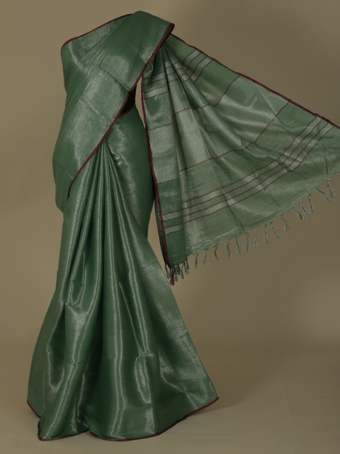 

Pothys Green Solid Pure Linen Saree
