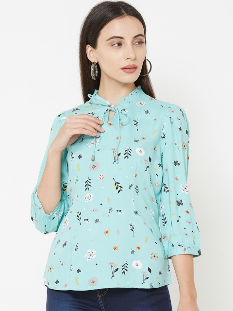 

Kraus Jeans Women Sea Green Floral Printed Shirt Style Top