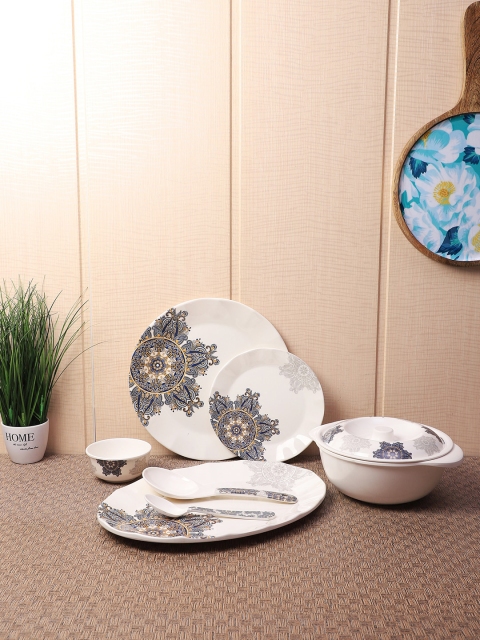 CDI White & Grey Printed Melamine 40-Pcs Dinner Set