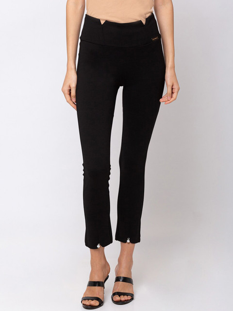 

SHECZZAR Women Black Solid Slim-Fit Treggings