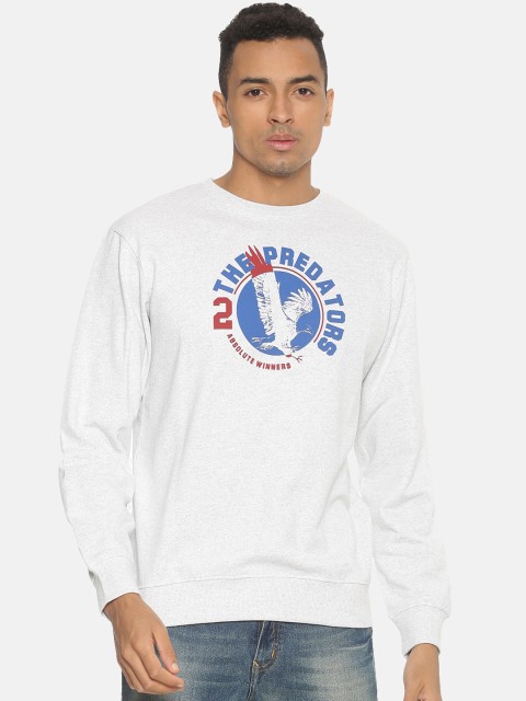 

Chennis Men Grey Melange Printed Sweatshirt